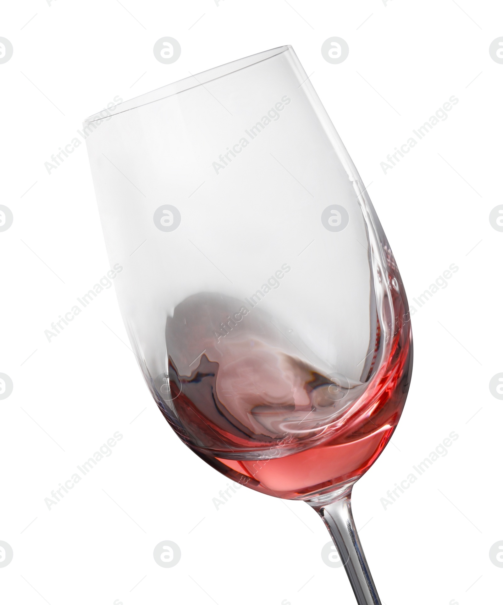Photo of Glass of delicious rose wine isolated on white