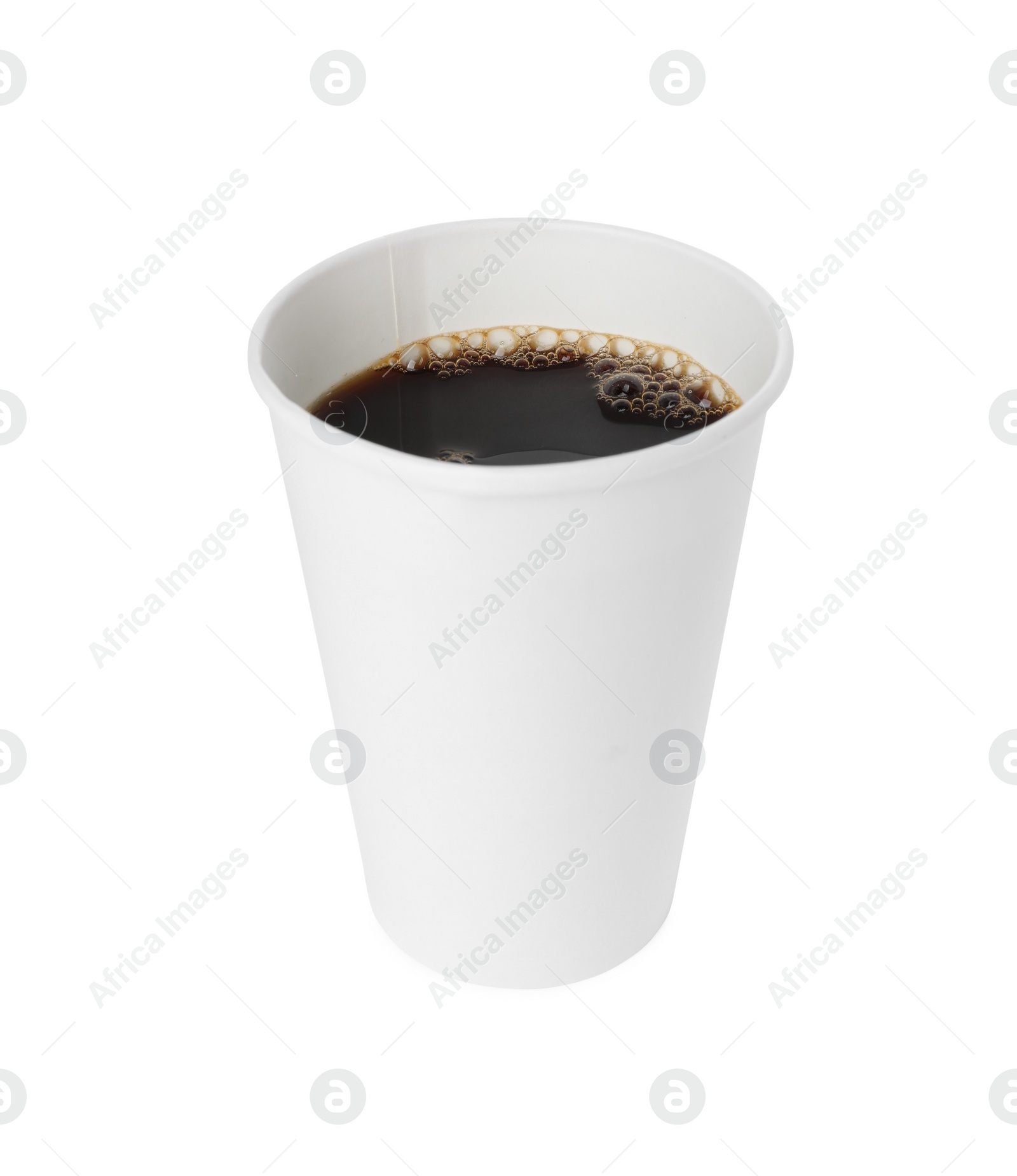 Photo of Paper cup with hot drink isolated on white. Coffee to go