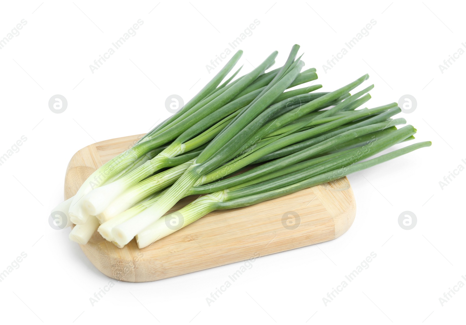 Photo of Fresh green spring onions isolated on white