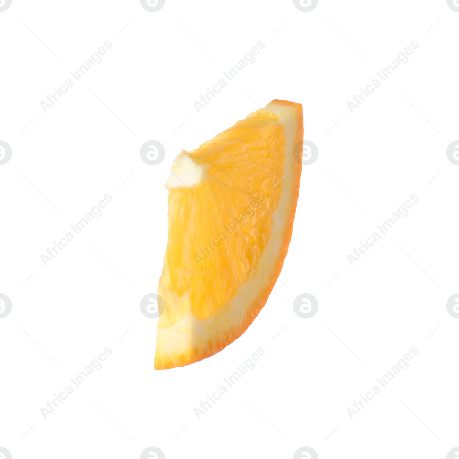 Photo of Slice of ripe orange isolated on white