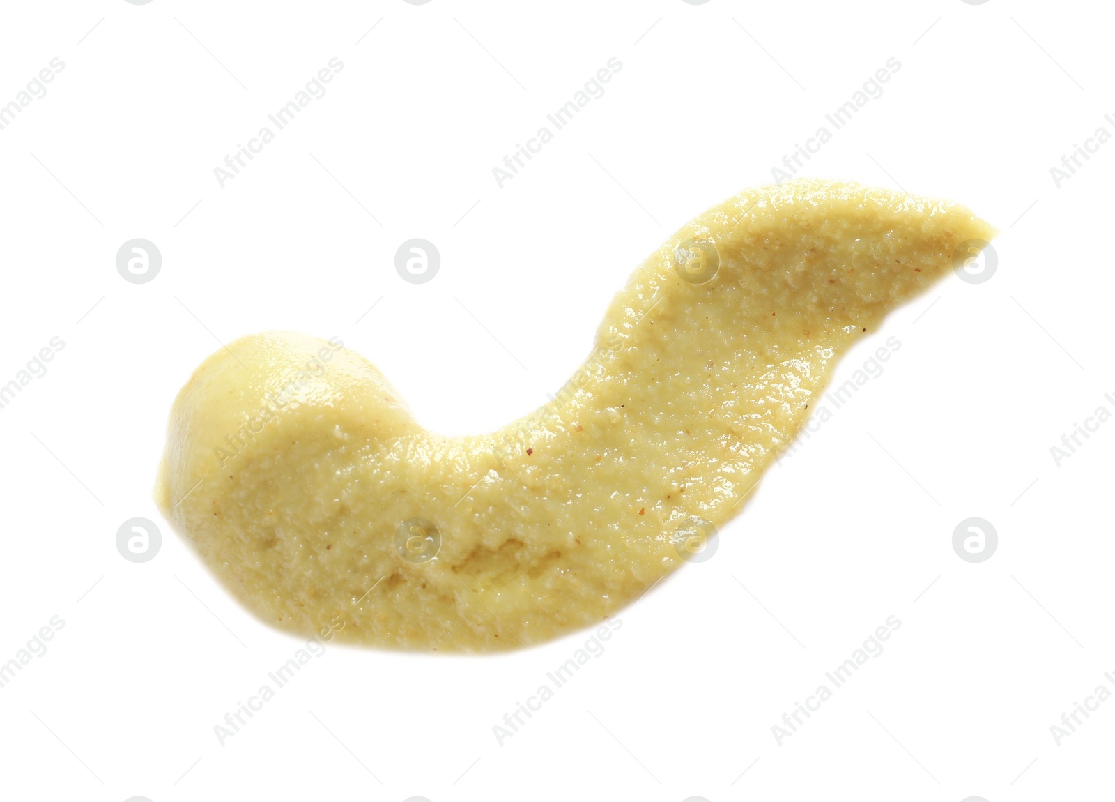 Photo of Delicious spicy wasabi on white background, top view. Traditional sauce