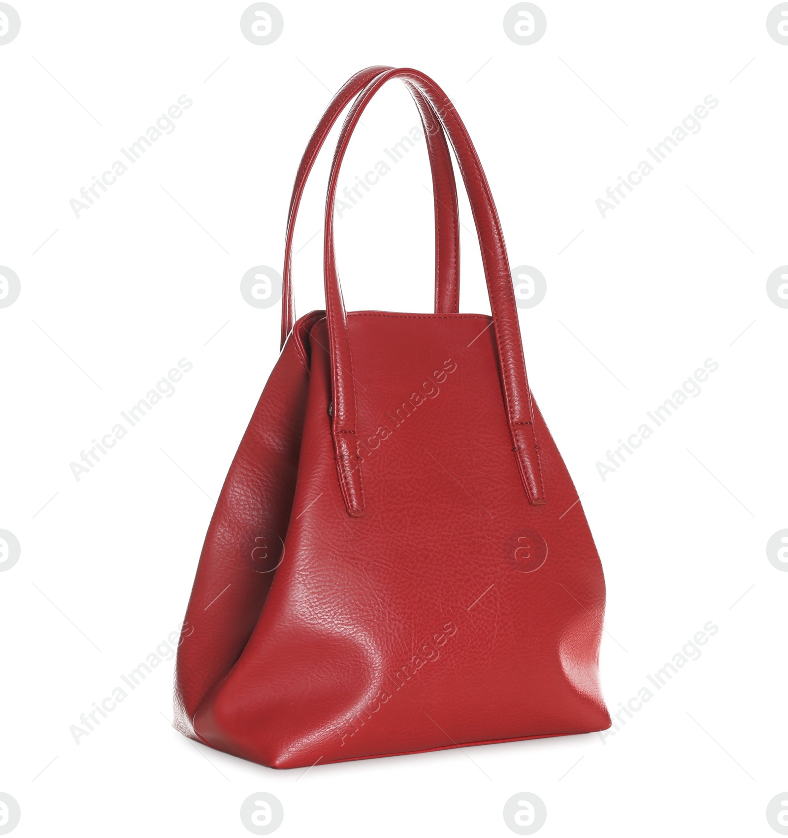 Photo of Stylish red woman's bag isolated on white