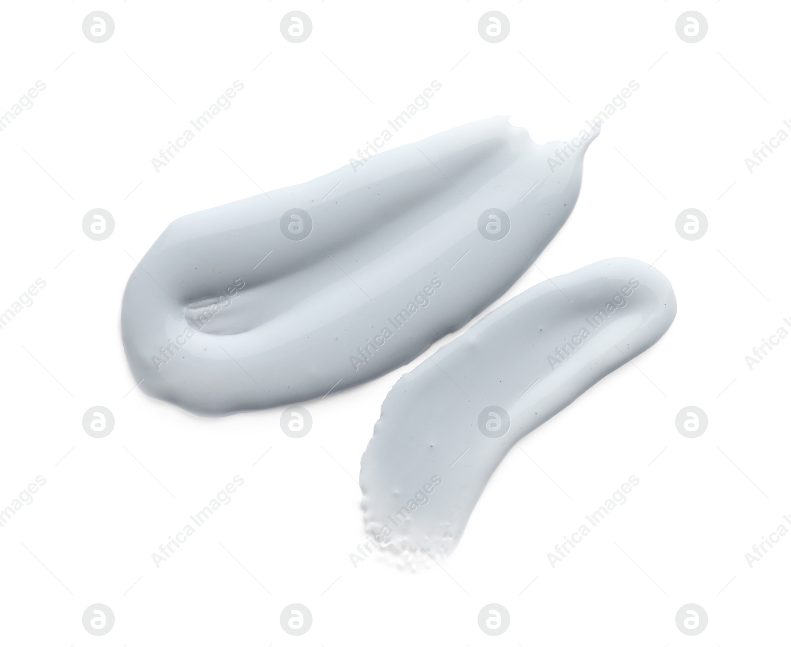 Photo of Sample of facial cream isolated on white, top view