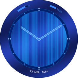 Illustration of Smart watch with analog clock face skin on display