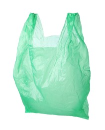 Photo of One green plastic bag isolated on white