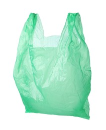 One green plastic bag isolated on white