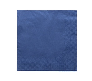 Photo of Blue clean paper tissue isolated on white, top view