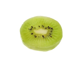 Photo of Cut fresh juicy kiwi on white background