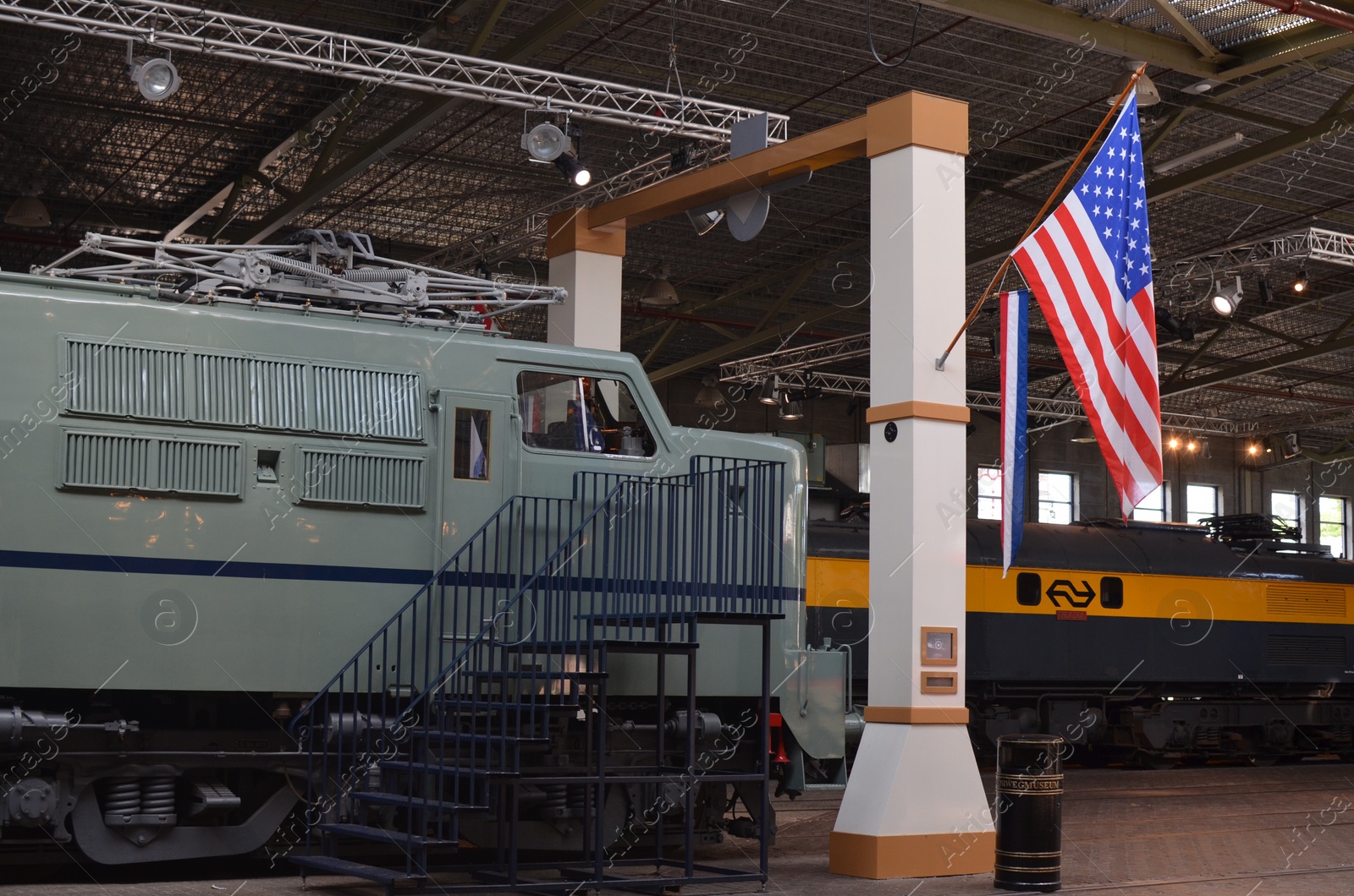 Photo of Utrecht, Netherlands - July 23, 2022: Electric locomotive on display at Spoorwegmuseum