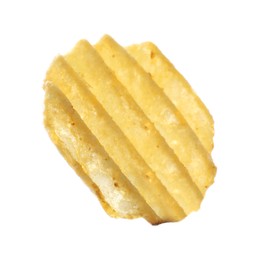 One tasty ridged potato chip isolated on white