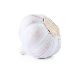 Photo of Fresh garlic on white background. Organic food