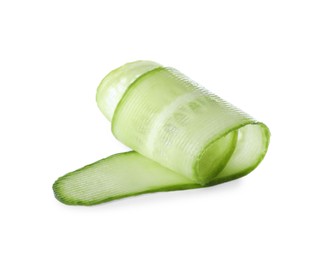 Photo of Slice of fresh ripe cucumber isolated on white