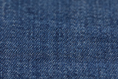 Photo of Texture of soft blue fabric as background, closeup