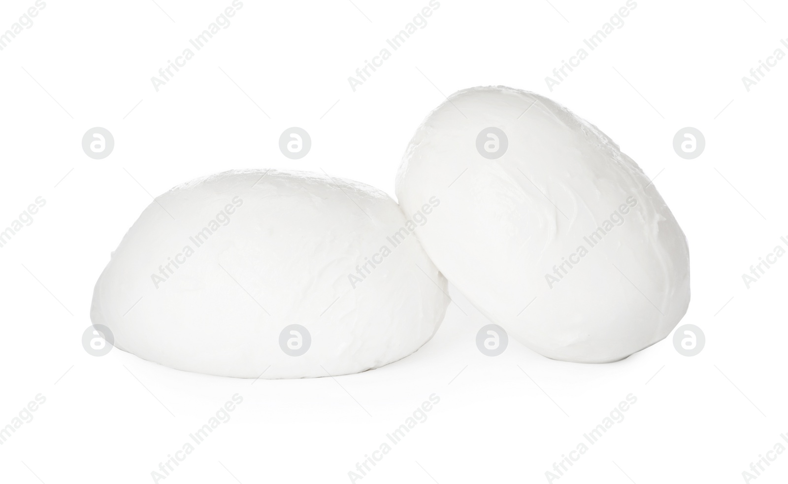 Photo of Delicious mozzarella cheese balls on white background