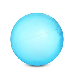 Image of Inflatable blue beach ball on white background 