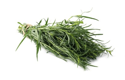 Photo of Bunch of fresh tarragon on white background