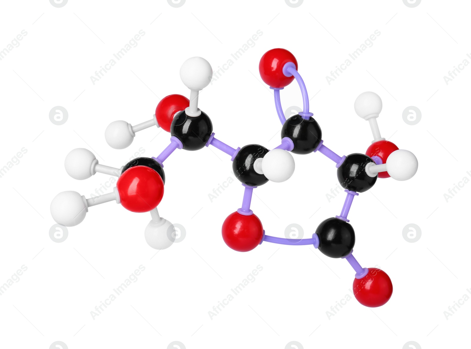 Photo of Molecule of vitamin C isolated on white. Chemical model