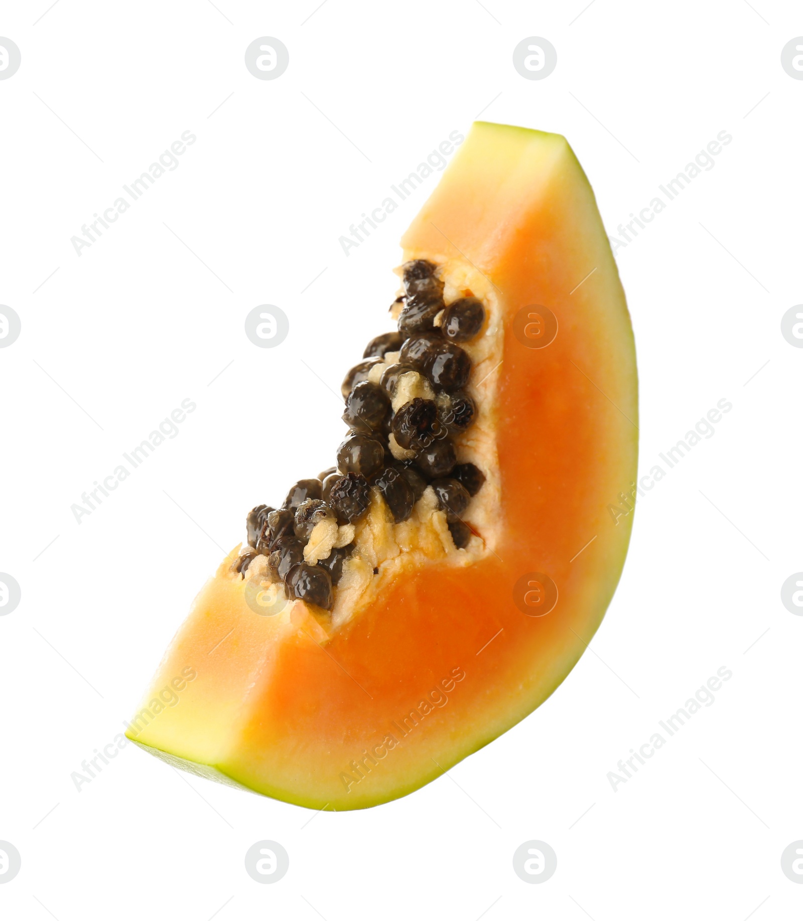 Photo of Fresh ripe papaya slice isolated on white