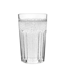 Glass of soda water isolated on white