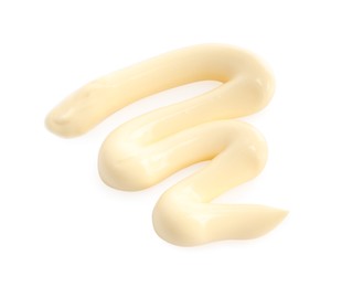 Photo of Tasty mayonnaise isolated on white. Yummy sauce
