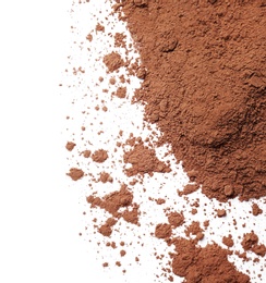 Cocoa powder on white background