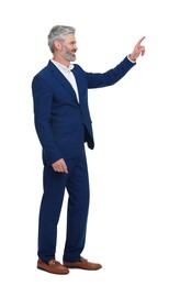 Photo of Mature businessman in stylish clothes posing on white background