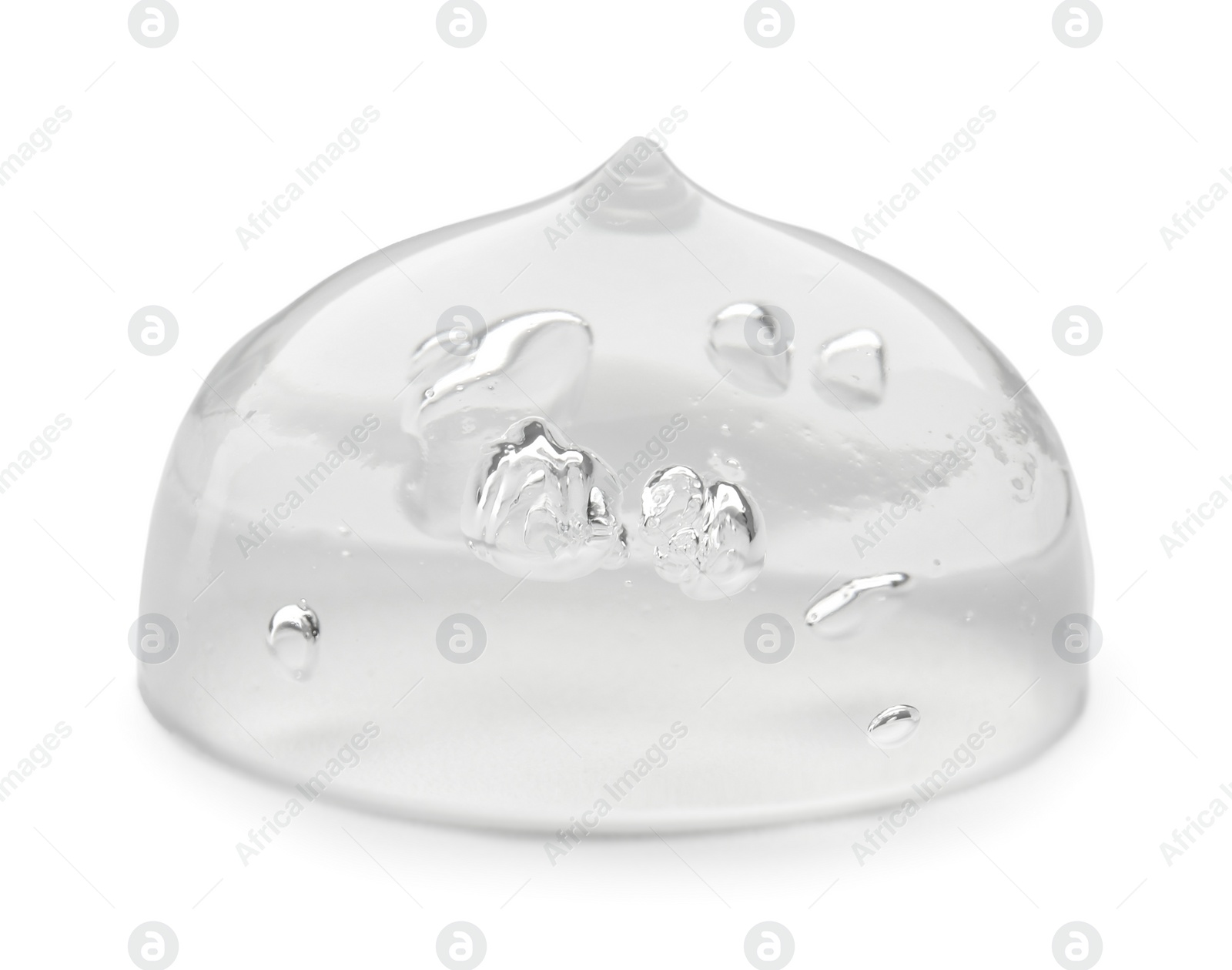 Photo of Sample of clear cosmetic gel on white background, closeup