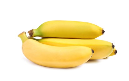 Sweet ripe baby bananas isolated on white