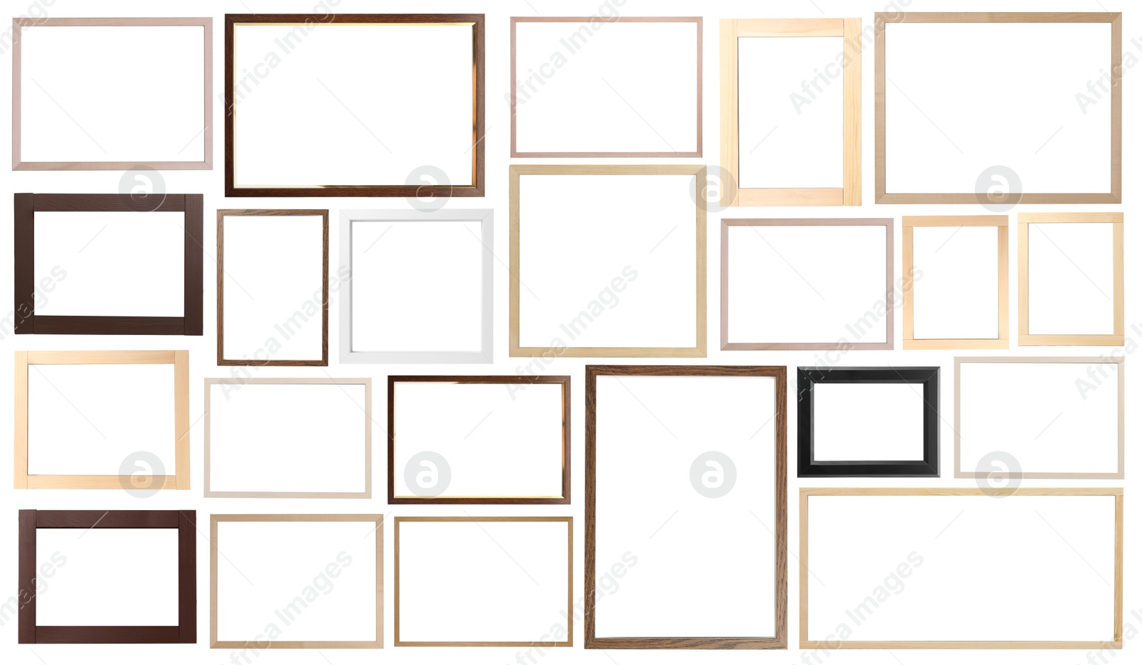 Image of Set of many different frames isolated on white