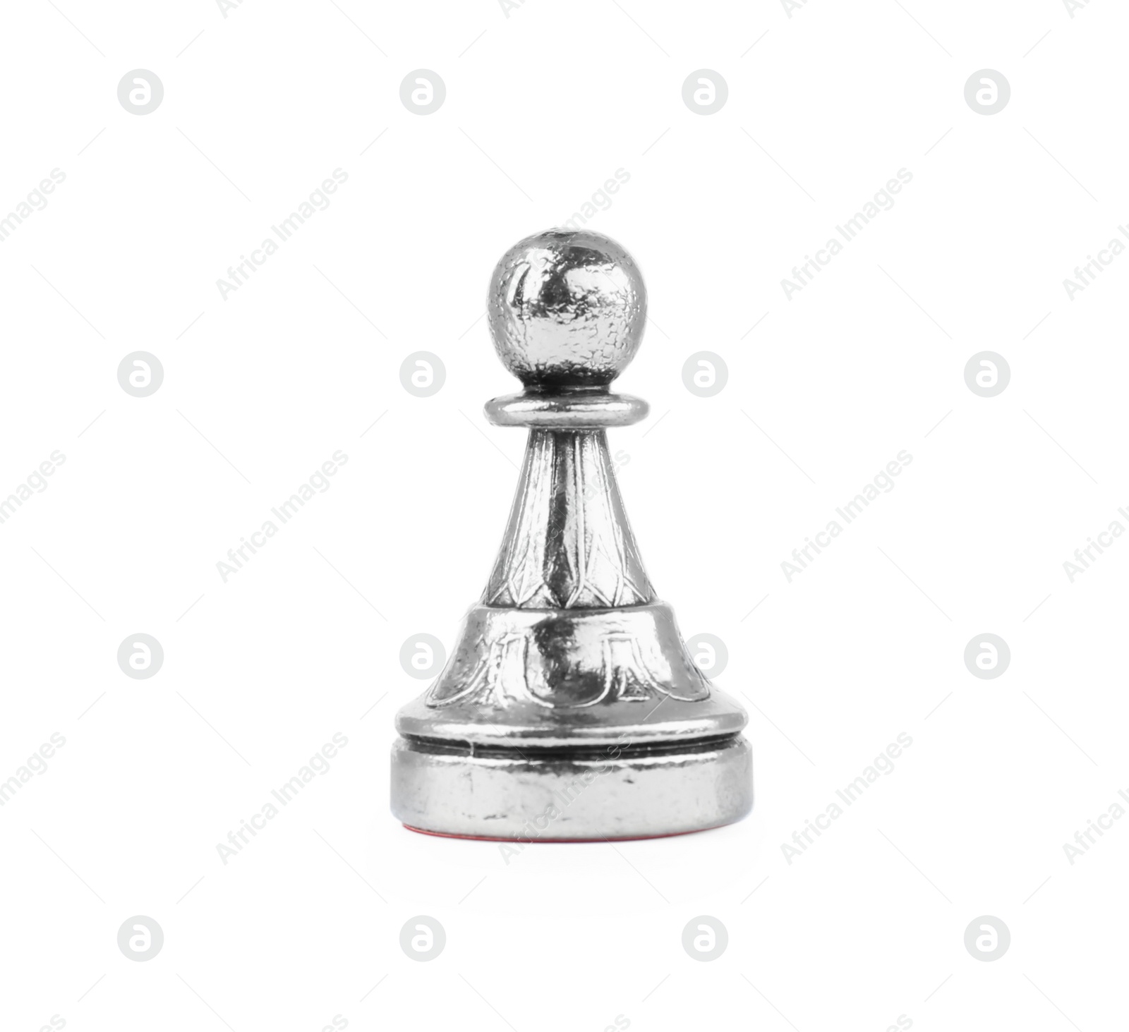 Photo of Silver pawn isolated on white. Chess piece