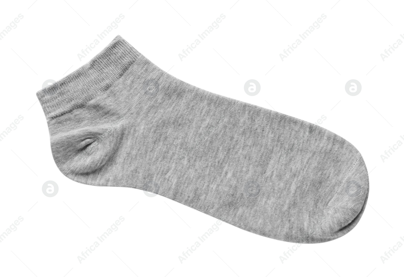 Photo of Grey sock isolated on white, top view