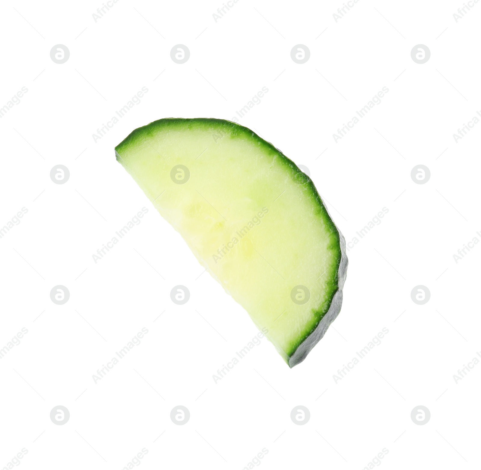 Photo of Piece of fresh cucumber on white background