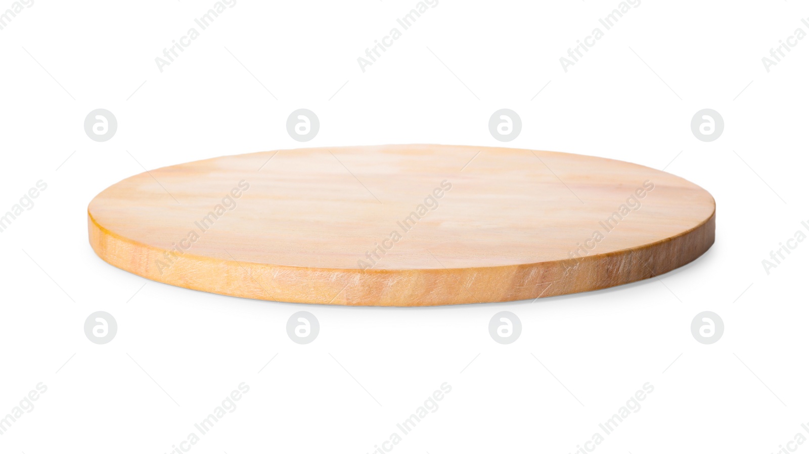 Photo of Empty clean wooden board isolated on white