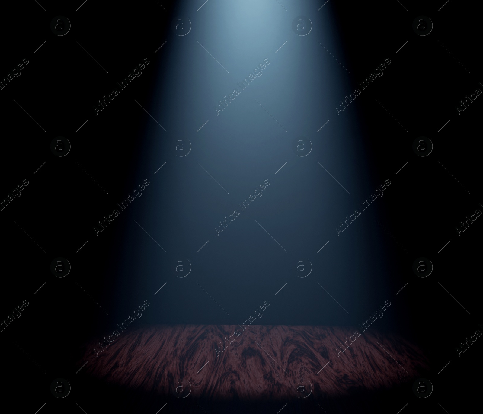 Image of Bright spotlight in dark room. Performance equipment