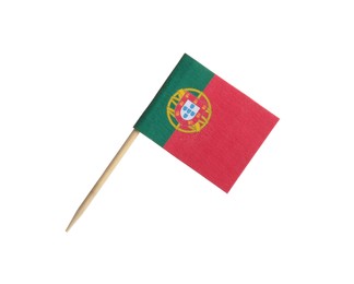 Small paper flag of Portugal isolated on white