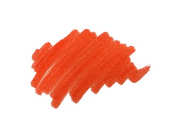 Stroke drawn with orange marker isolated on white, top view