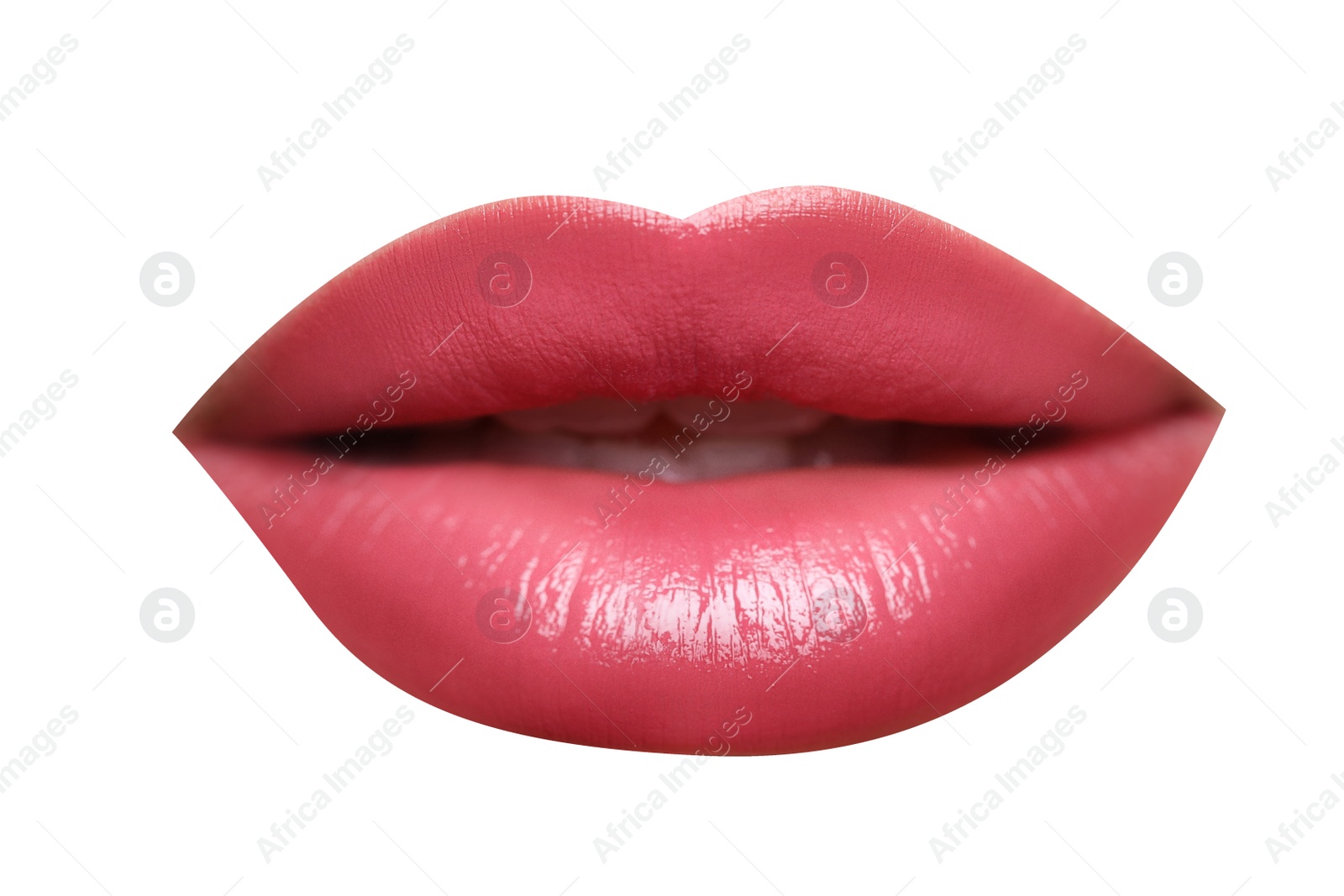 Image of Attractive lips with beautiful lipstick isolated on white