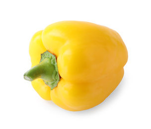 Photo of Ripe yellow bell pepper isolated on white