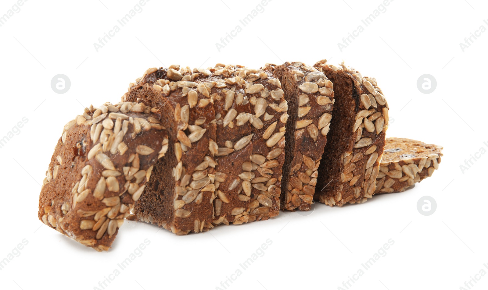 Photo of Fresh rye bread on white background. Baked goods