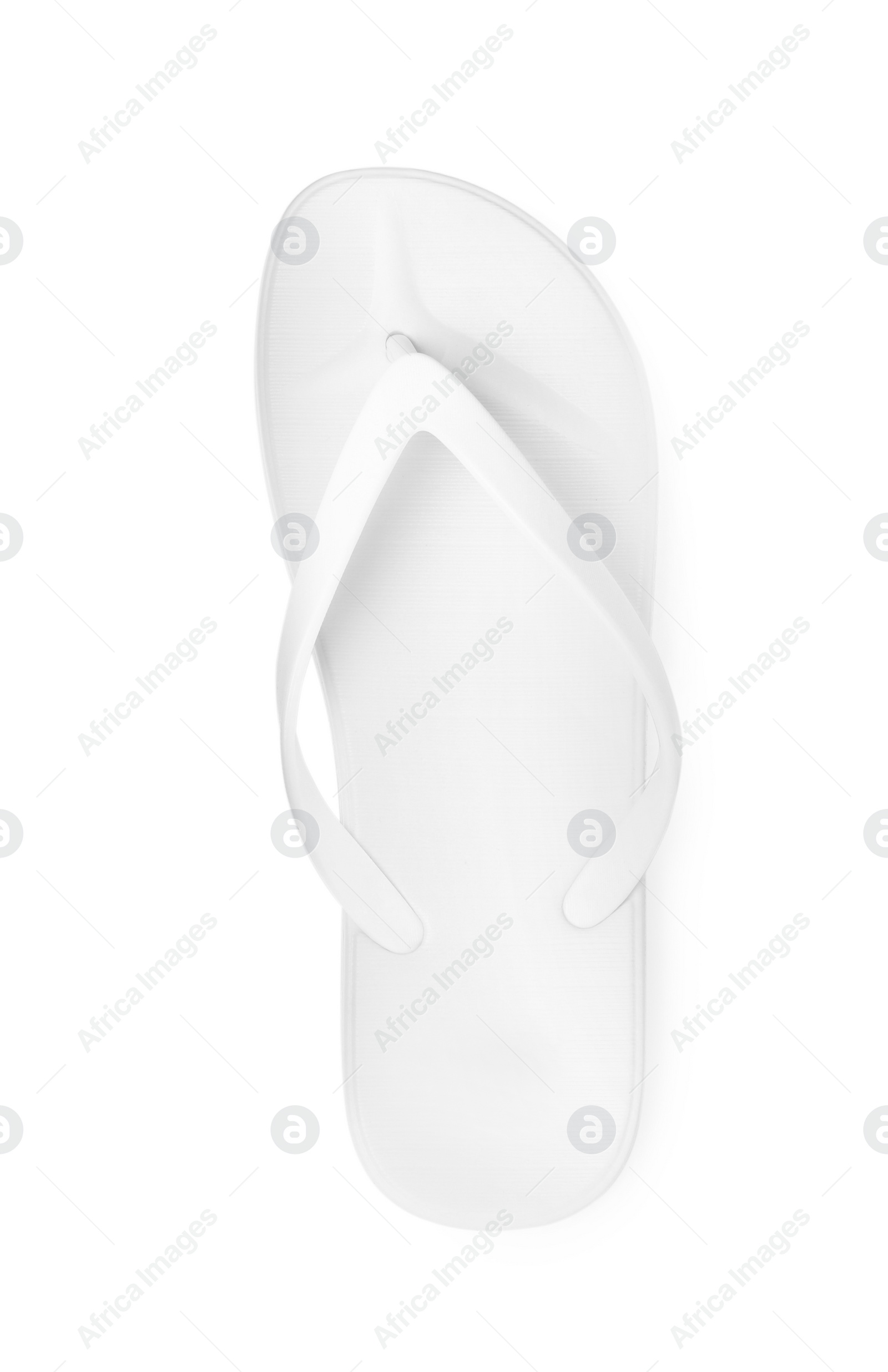 Photo of Single flip flop isolated on white, top view