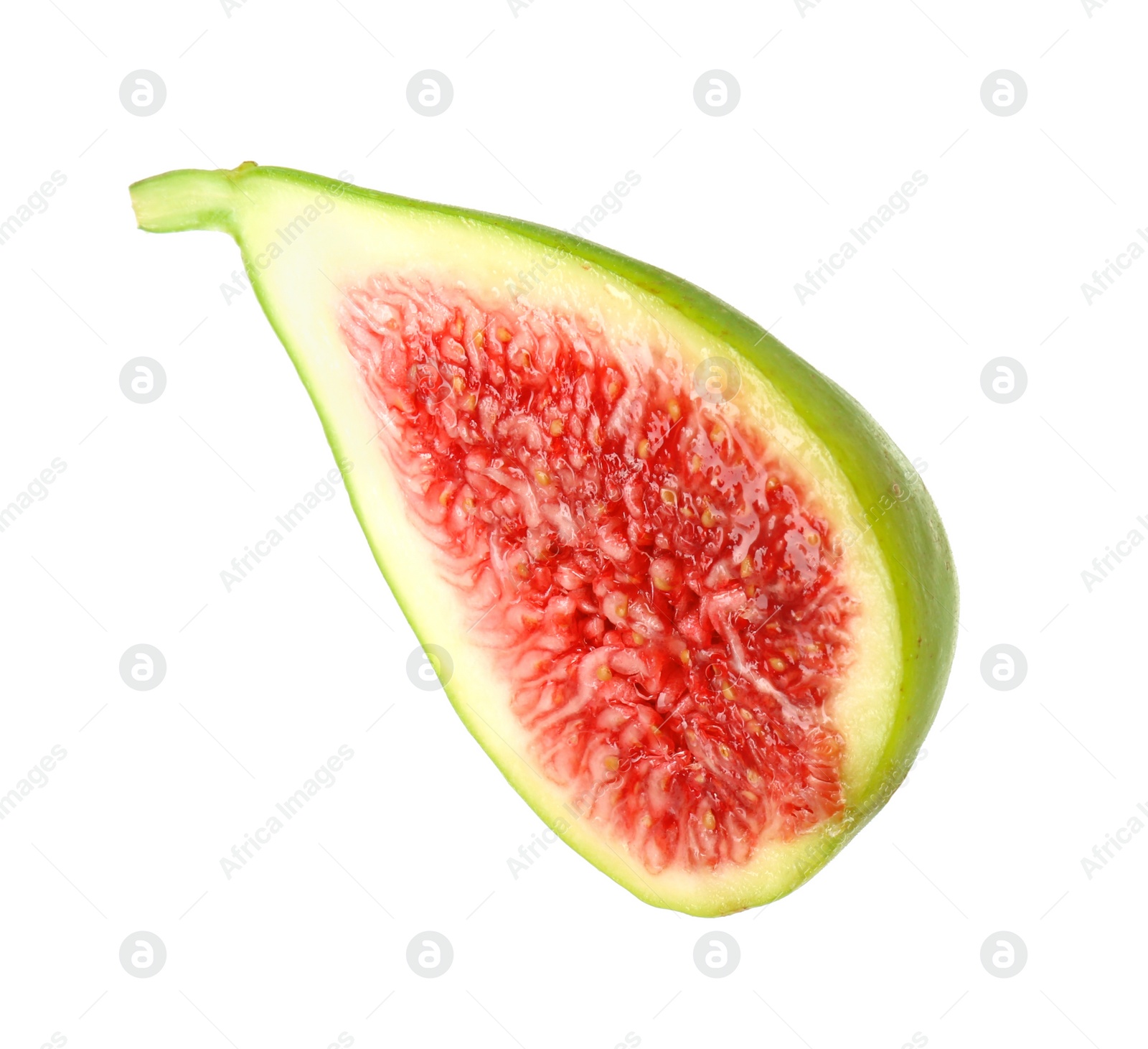 Photo of Half of fresh green fig isolated on white