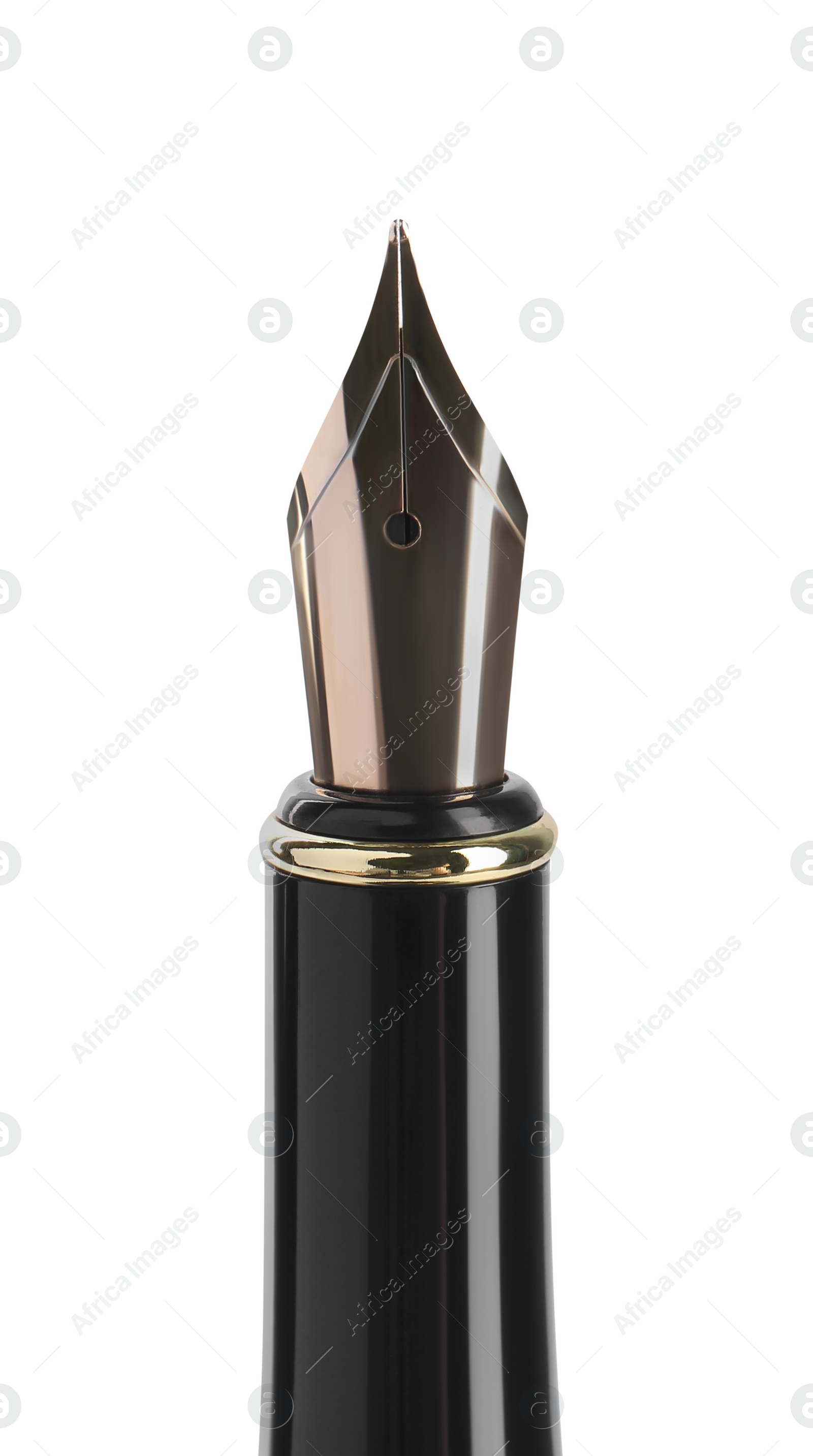 Photo of Stylish black fountain pen isolated on white