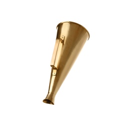 Retro golden metal megaphone on white background