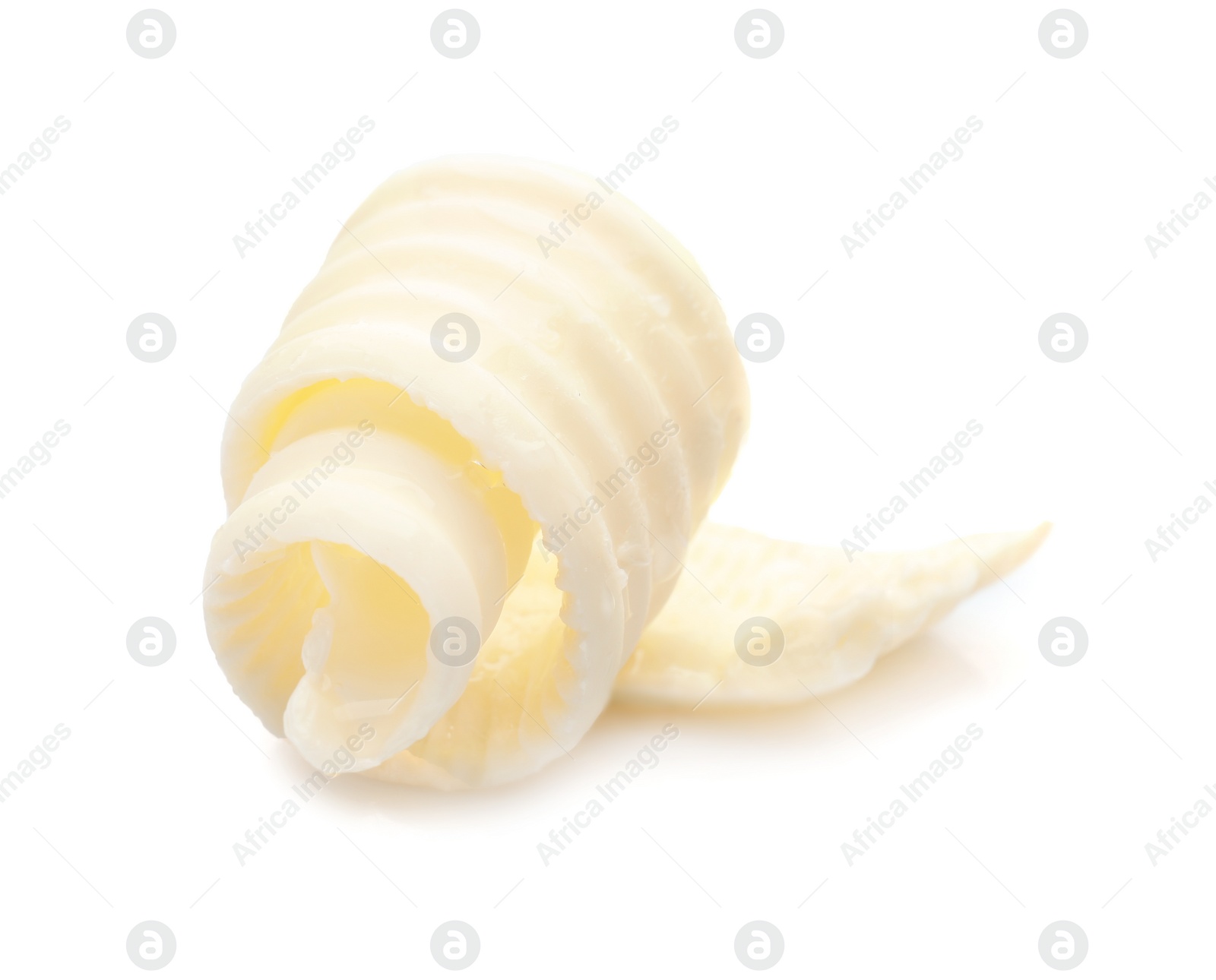 Photo of Fresh butter curl on white background