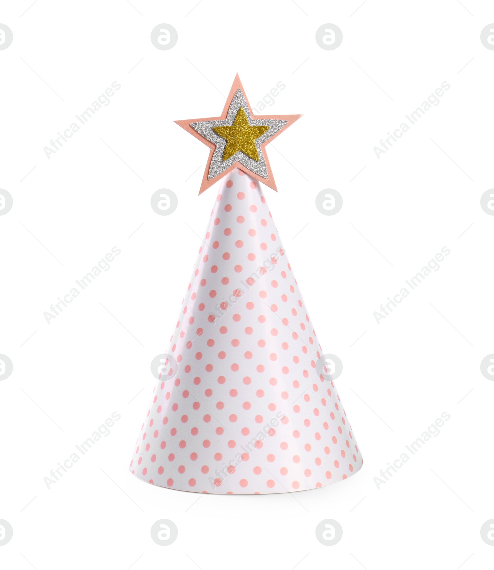 Photo of Bright handmade party hat isolated on white