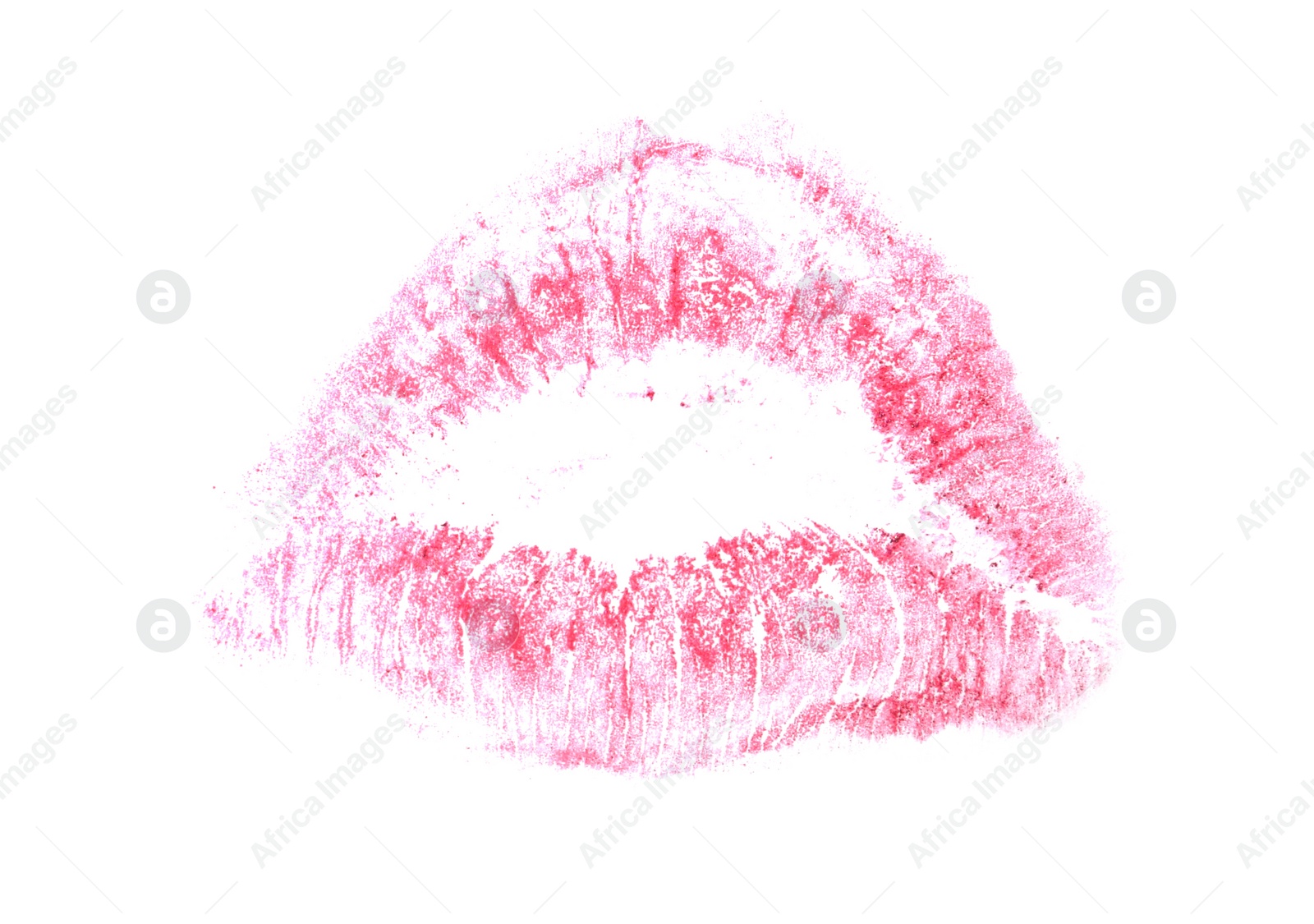 Photo of Pink lipstick kiss mark isolated on white