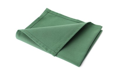 Photo of New clean green cloth napkin isolated on white