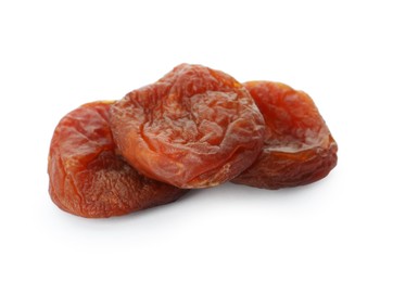 Photo of Tasty dried apricots isolated on white. Healthy snack