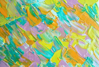 Photo of Abstract acrylic paint as background, top view