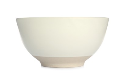 Stylish empty ceramic bowl isolated on white. Cooking utensil